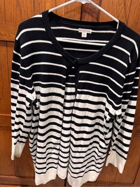 Merona Black & White Striped Button-Front Women's Cardigan